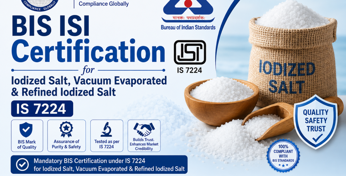 BIS Certification for Iodized Salt, Vacuum Evaporated & Refined Iodized Salt - IS 7224