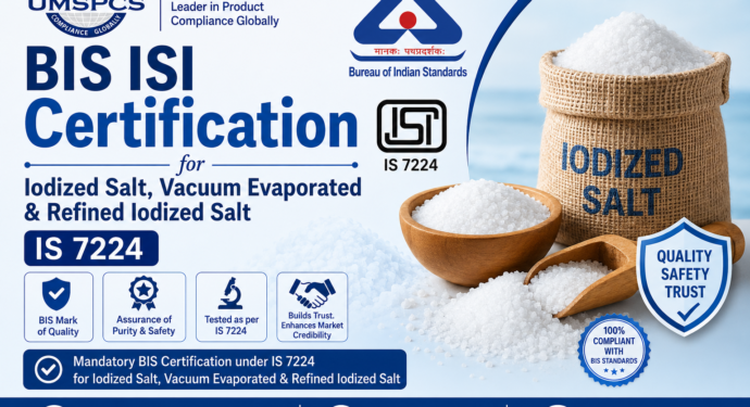 BIS Certification for Iodized Salt, Vacuum Evaporated & Refined Iodized Salt - IS 7224