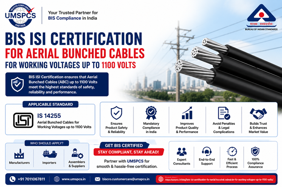 BIS ISI Certification for Aerial Bunched Cables for Working Voltages Up to 1100 Volts