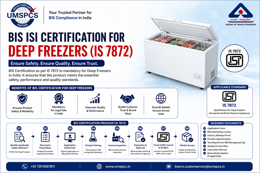 BIS ISI Certification for Deep Freezers (IS 7872)