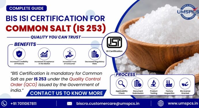 BIS ISI Certification for Common Salt