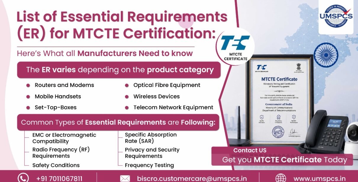 List of Essential Requirements (ER) for MTCTE Certification