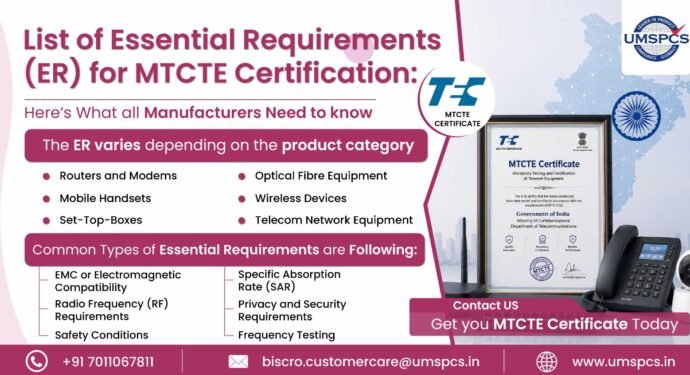 List of Essential Requirements (ER) for MTCTE Certification