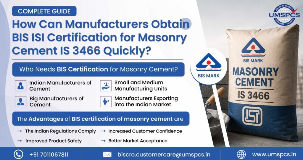 BIS ISI Certification for Masonry Cement