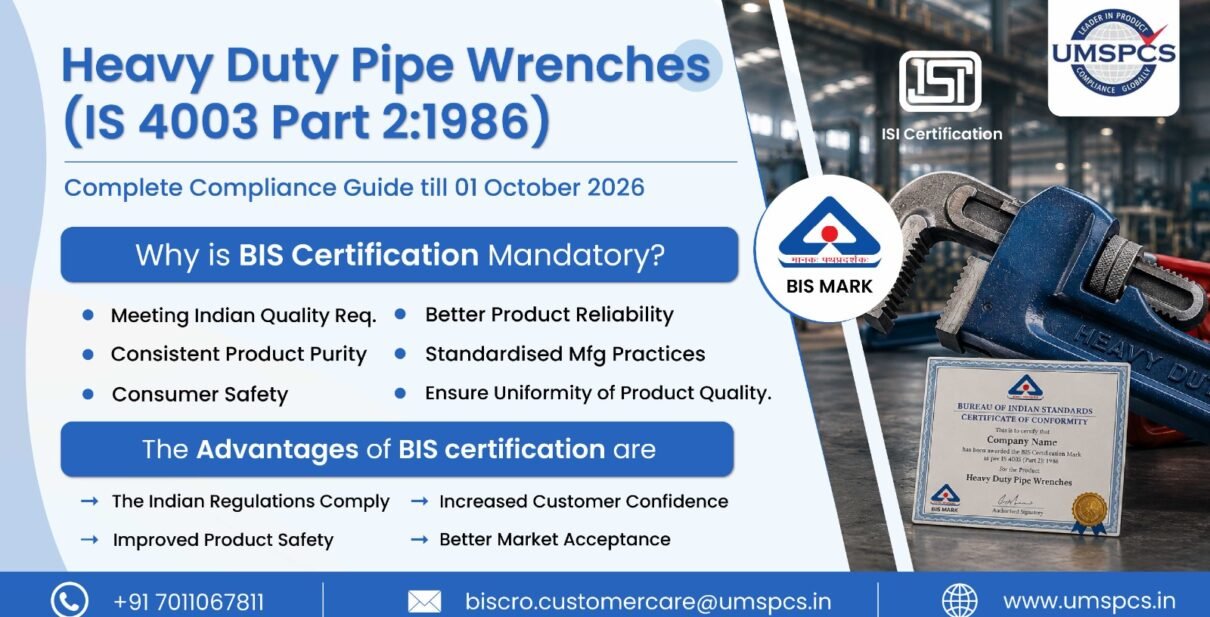 BIS Certification for Heavy Duty Pipe Wrenches